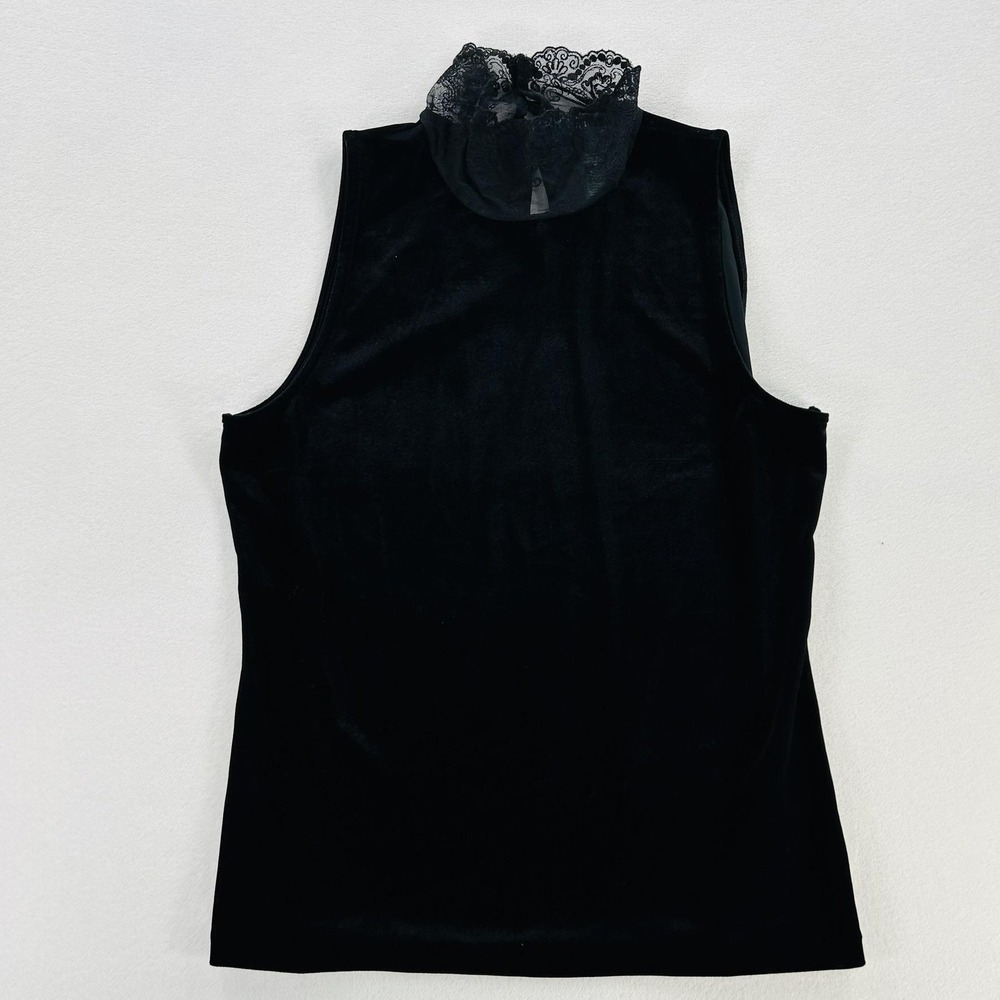 Lauren Ralph Lauren Blouse Womens Petite Large Black Velvet Mock Neck Sleeveless
